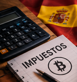 Gráfica bursátil con logotipo de Bitcoin y banderas europeas